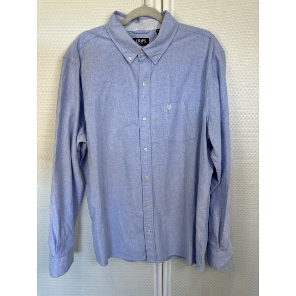 Chaps Ralph Lauren Untucked Blue Cotton Button Down LS Shirt Mens XXL - Picture 1 of 8